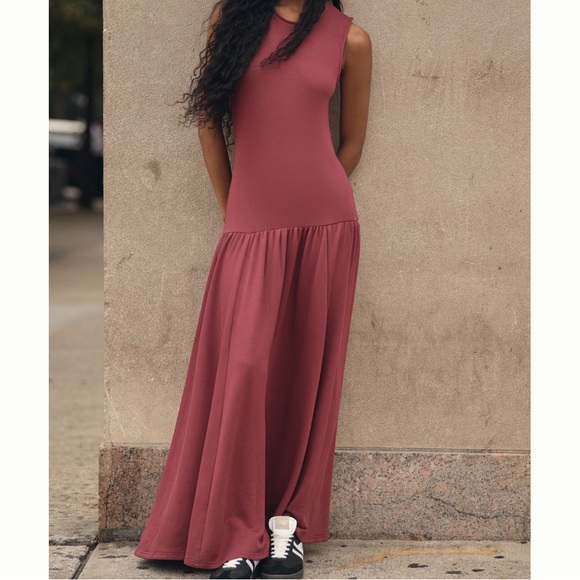 Anthropologie Dresses & Skirts - NWT DAILY PRACTICE by ANTHROPOLOGIE Sleeveless Drop-Waist Maxi Dress in Wine